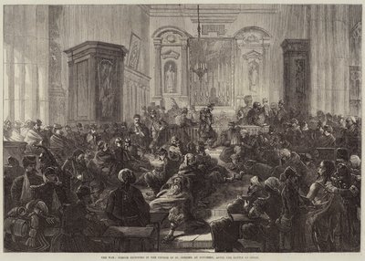 The War, French Prisoners in the Church of St Onesime, at Donchery, after the Battle of Sedan by Charles J. Staniland